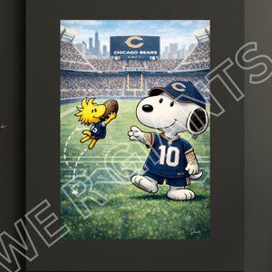 Snoopy Chicago Bears Football Art Print 11x17 Peanuts NFL Fan Wall Dec